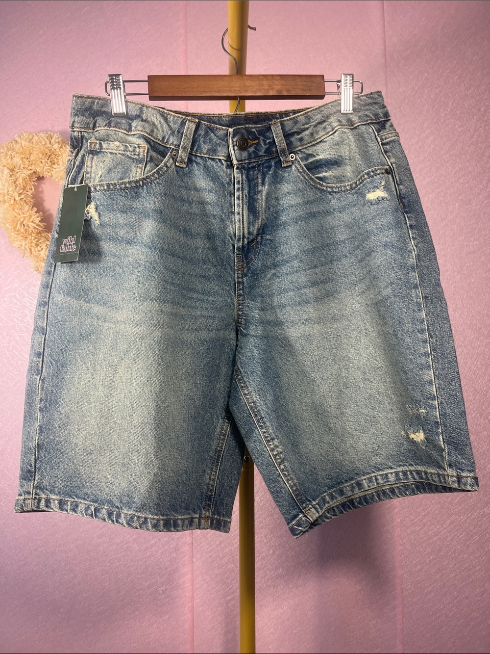 wild fable Light Blue Distressed Men's Denim Shorts
